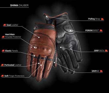 Skórzane rękawice motocyklowe Caliber Shima