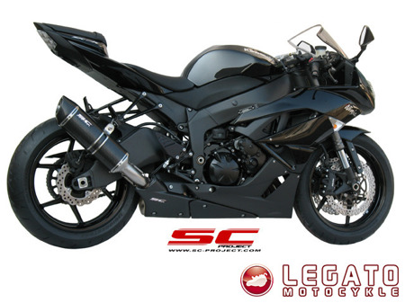 Tłumik końcowy SC Project OVAL Black Stainless Steel Kawasaki ZX-6R 2009-2012