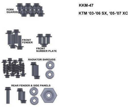 ZESTAW ŚRUB KEITI DO KTM 03-06 SX 05-07 XC