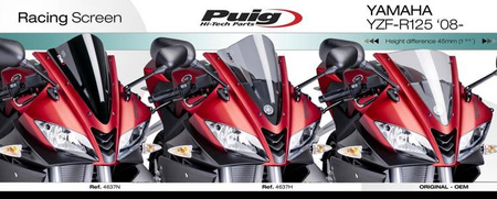 Szyba sportowa PUIG do Yamaha R125 08-18 Czarny (N) 4637N