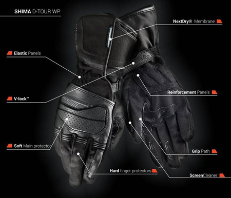 Rękawice motocyklowe wodoodporne Shima D-Tour WP