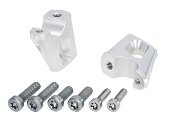 Handlebar riser with offset 25 mm high, 23 mm back, silver for BMW R nineT (2014-2016)
