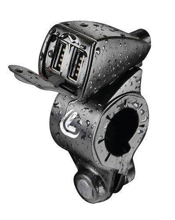 38828 Usb-Fix Trek, podwójna, wodoodporna ładowarka USB mocowana na kierownicy - Ultra Fast Charge - 5400 mA - 12/24 V