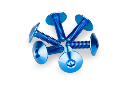 Anodyzowane śrubki PUIG do szyb i owiewek (M6x20, fi 16,9 mm, 6 szt.) Niebieski (A) 21765A