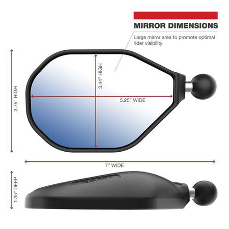 RAM® Tough-Mirror™ Lewe lusterko z kulką