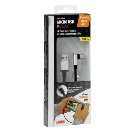 38834 90° Usb kabel > Micro Usb - 100 cm - černý