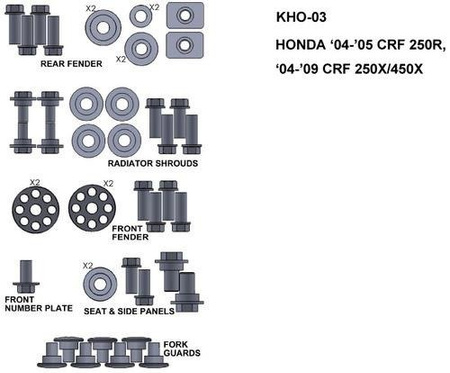 ZESTAW ŚRUB KEITI DO HONDY 04-05 CRF 250R 04-09 CRF 250X/450X