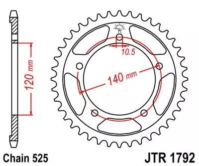 ZĘBATKA TYLNA STALOWA JT R1792-45, 45Z, ROZMIAR 525