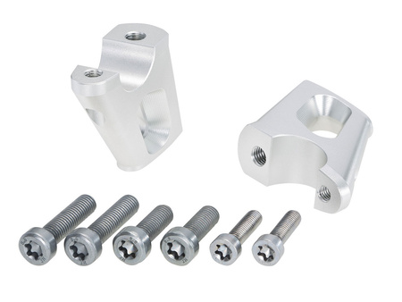 Handlebar riser with offset 30 mm high, 25 mm back, silver for BMW K 1600 B / GT / GTL / Grand America (2017-)