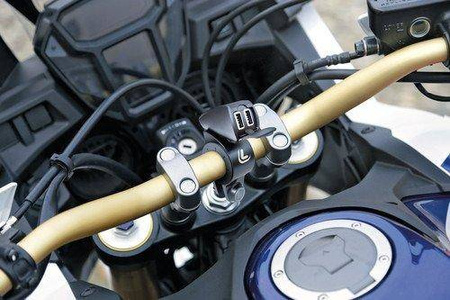 38828 Usb-Fix Trek, podwójna, wodoodporna ładowarka USB mocowana na kierownicy - Ultra Fast Charge - 5400 mA - 12/24 V