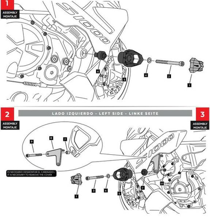 Crash pady PUIG do BMW M1000R / S1000R 2021-2025 Czarny (N) 20861N