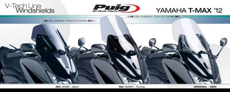 Szyba PUIG V-Tech do Yamaha T-Max 530 12-16 (Touring) Czarny (N) 6260N