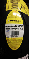 B DUNLOP GP RACER D212 ENDURANCE 190/55/17    dot4319