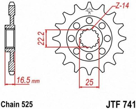 ZĘBATKA PRZEDNIA JT F741-15, 15Z, ROZMIAR 525 RACING