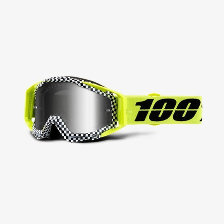 100 PROCENT GOGLE MODEL RACECRAFT ANDRE KOLOR CZARNY/BIAŁY/ŻÓŁTY FLUO SZYBKA SREBRNE LUSTRO