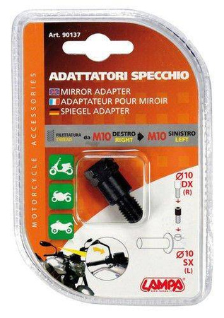 90137 Adapter do lusterka  gwint prawy  Ø 10 mm na lewy  Ø 10 mm 