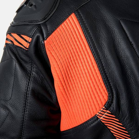 KURTKA SKÓRZANA OZONE RS600 BLACK/FLUO RED