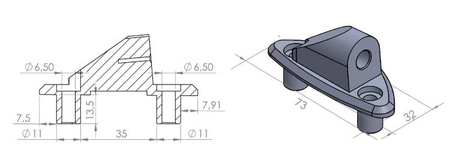 Adapter lusterek PUIG Hi-Tech do owiewek (9572N, lewy)