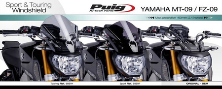 Owiewka PUIG do Yamaha MT-09 13-16 (Touring) Czarny (N) 6861N