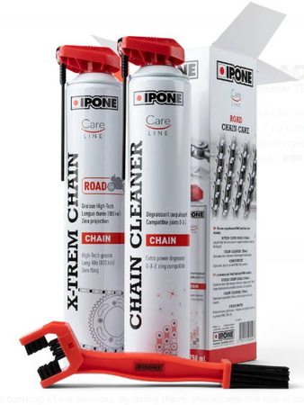 IPONE ROAD CHAIN CARE ZESTAW DO CZYSZCZENIA I SMAROWANIA ŁAŃCUCHA (2 X 750ML) ZE SZCZOTKĄ 