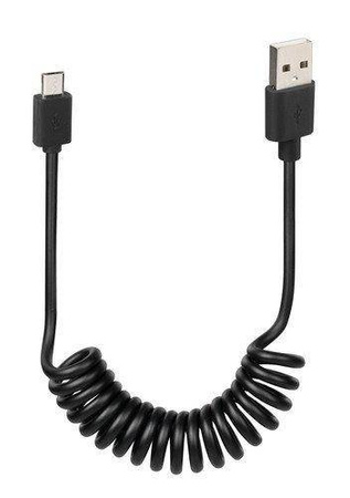 38700 Kabel sprężynowy Usb> Micro Usb - 100 cm - czarny 