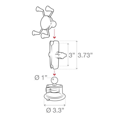 Uchwyt na telefon RAM® X-Grip® z przyssawką RAM® Twist-Lock™