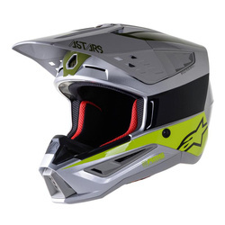 KASK ALPINESTARS S-M5 BOND SILVER/FLUO YELOW/MILITARY GREEN GLOSSY