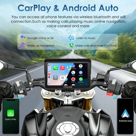 Carpuride W702S Pro | Uniwersalny CarPlay do motocykli z opcjonalnym systemem TPMS i uchwytem Plug-and-Play BM05