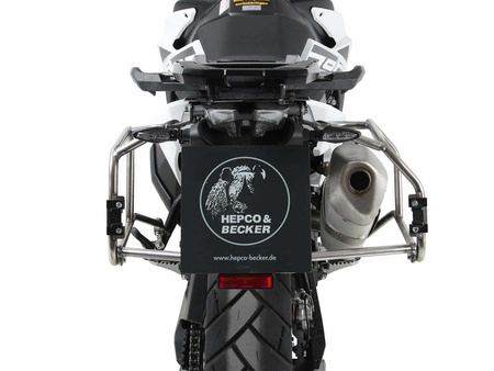 Side carrier cutout stainless steel incl. Xplorer sideboxes black for KTM 890 Adventure / R / Rally (2021-2022)