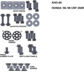 ZESTAW ŚRUB KEITI DO HONDY 06-09 CRF 250R