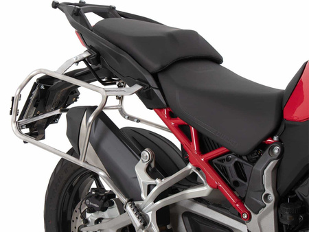 Side carrier cutout stainless steel incl. Xplorer sideboxes black for Ducati Multistrada V4 / S / Pikes Peak / Rally / RS (2025-)