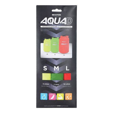Wodoodporny worek na bagaż AQUA-D WATERPROOF PACKING CUBES OXFORD kolor czerwony/zielony/żółty