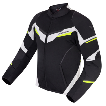 Motocyklowa Kurtka Tekstylna Rebelhorn Flux Black/Ice/Flo Yellow