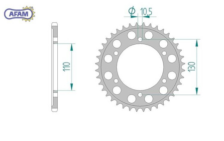 13814-43 AFAM ZĘBATKA TYLNA ALUMINIOWA YAMAHA