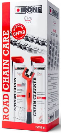 IPONE ROAD CHAIN CARE ZESTAW DO CZYSZCZENIA I SMAROWANIA ŁAŃCUCHA (2 X 750ML) ZE SZCZOTKĄ 