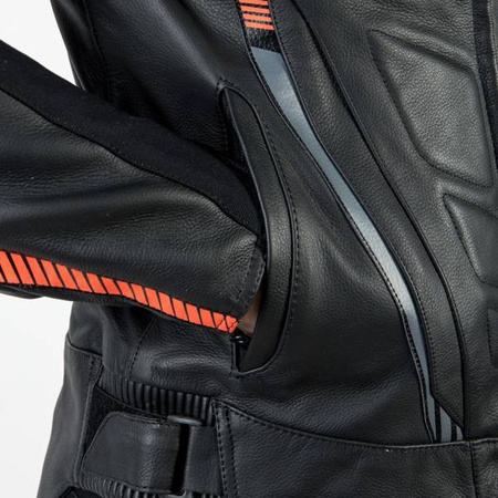 KURTKA SKÓRZANA OZONE RS600 BLACK/FLUO RED