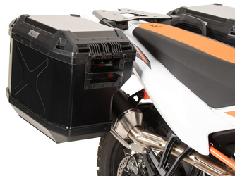 Side carrier cutout stainless steel incl. Xplorer sideboxes black for KTM 790 Adventure (2024-)