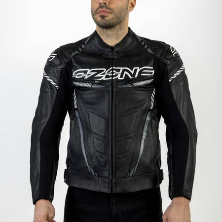 KURTKA SKÓRZANA OZONE RS600 BLACK/WHITE