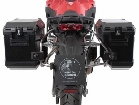 Side carrier cutout stainless steel incl. Xplorer sideboxes black for Ducati Multistrada V4 / S / Pikes Peak / Rally / RS (2025-)
