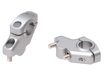 Offset Handlebar Riser for Honda Varadero 125 (2001-2009), 30mm up, 21mm back - silver