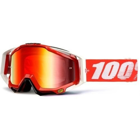 100 PROCENT GOGLE MODEL RACECRAFT FIRE RED KOLOR CZERWONY SZYBKA CZERWONE LUSTRO