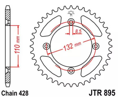 ZĘBATKA TYLNA STALOWA JT R895-46, 46Z, ROZMIAR 428