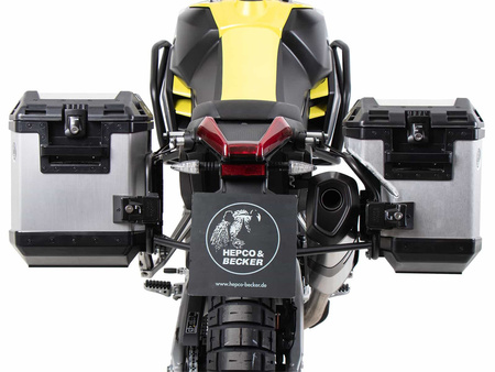 Side carrier cutout black incl. Xplorer silver sideboxes for Aprilia Tuareg (2022-2024)