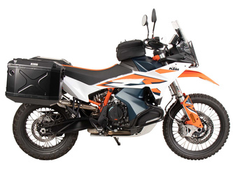 Side carrier cutout stainless steel incl. Xplorer sideboxes black for KTM 890 Adventure / R / Rally (2023-)