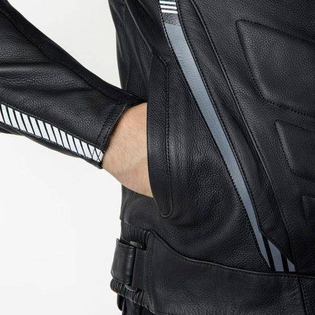 KURTKA SKÓRZANA OZONE RS600 BLACK/WHITE