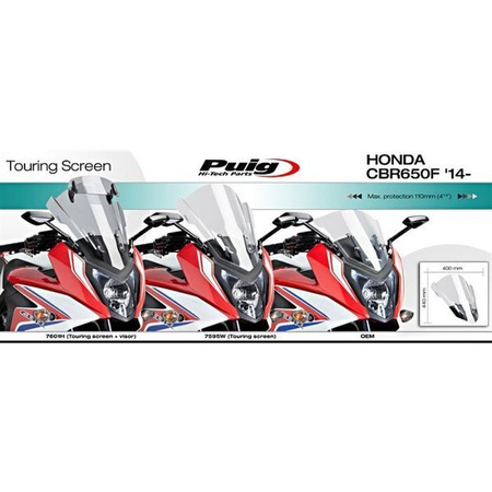 SZYBA TURYSTYCZNA PUIG DO HONDA CBR650F 2014-2018 LEKKO PRZYCIEMNIANA
