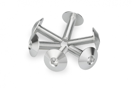Anodyzowane śrubki PUIG do szyb i owiewek (M6x20, fi 16,9 mm, 6 szt.) Srebrny (P) 21765P