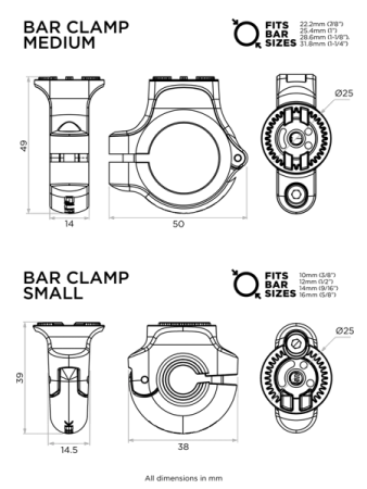 Mała podstawa montażowa na pręt Quad Lock® 360 V2