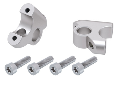 Handlebar riser with offset 30 mm high, 24 mm back, silver for BMW R 1250 GS (2018-2023)