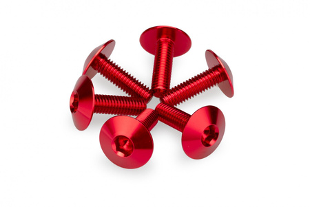 Anodyzowane śrubki PUIG do szyb i owiewek (M6x20, fi 16,9 mm, 6 szt.) Czerwony (R) 21765R